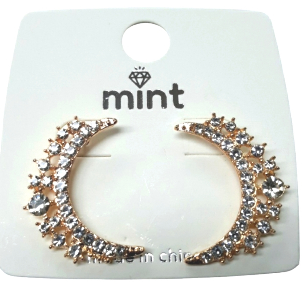 3 For $15 New Elegant Crystal Crescent Moon Earrings